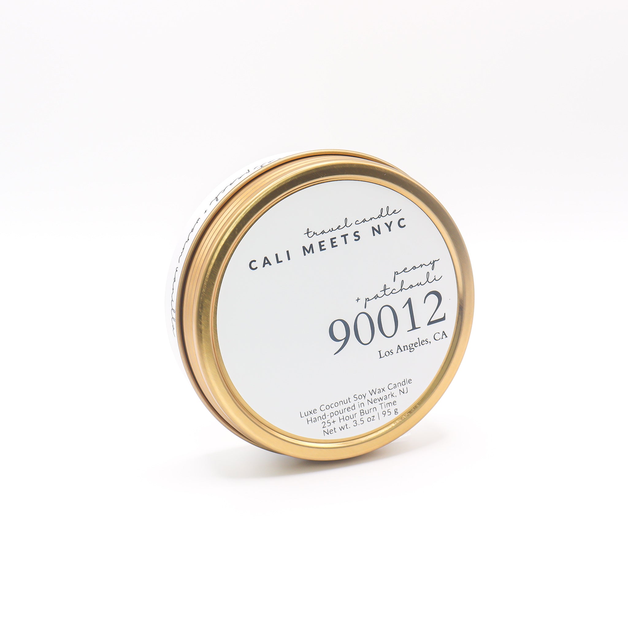 90012, Peony + Patchouli Coconut Soy Candle Tin