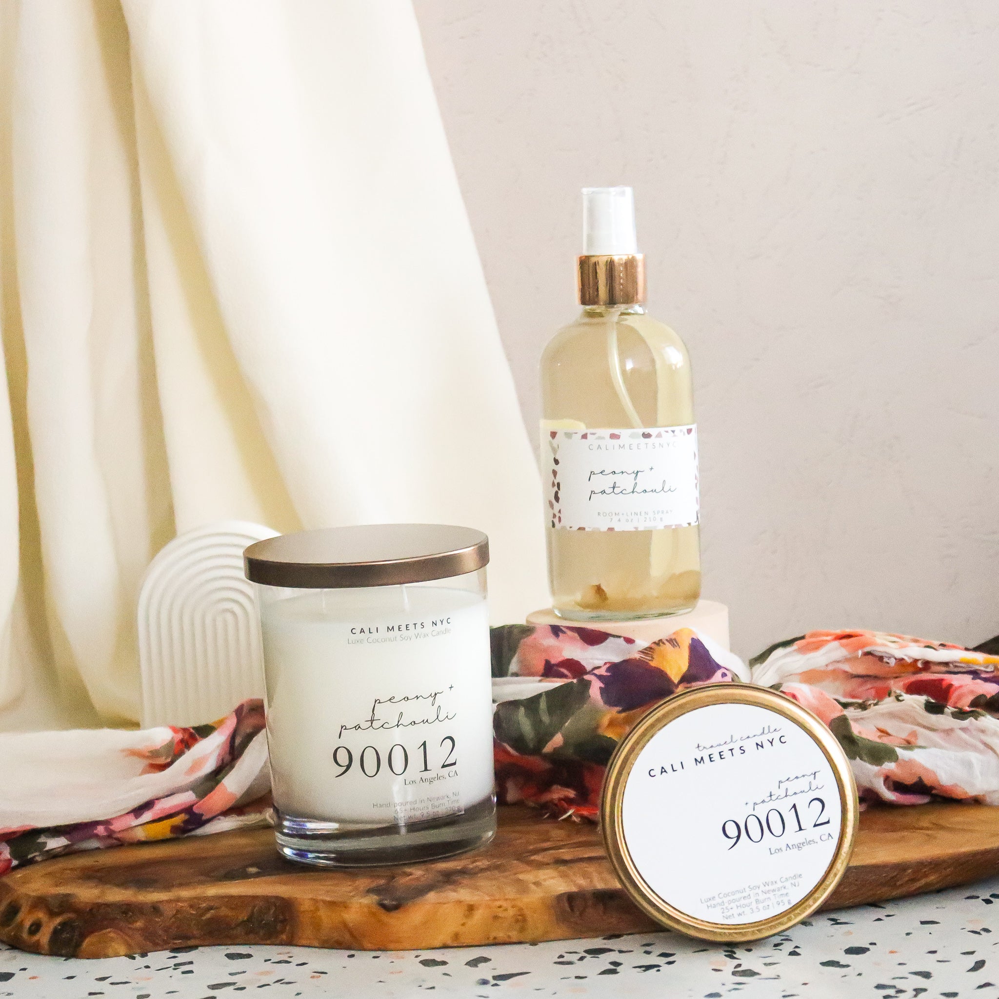 90012, Peony + Patchouli Coconut Soy Candle Tin