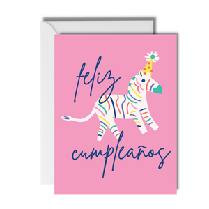 
            
                Load image into Gallery viewer, Animal Party Zebra - Spanish Birthday Card
            
        