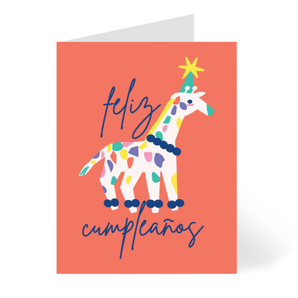 Animal Party Giraffe - Spanish Birthday Card Cards by Mariery Young