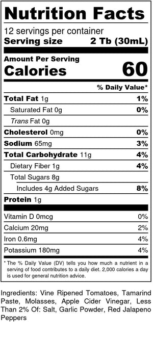 Nutrition Facts of Tamarindo BBQ Sauce