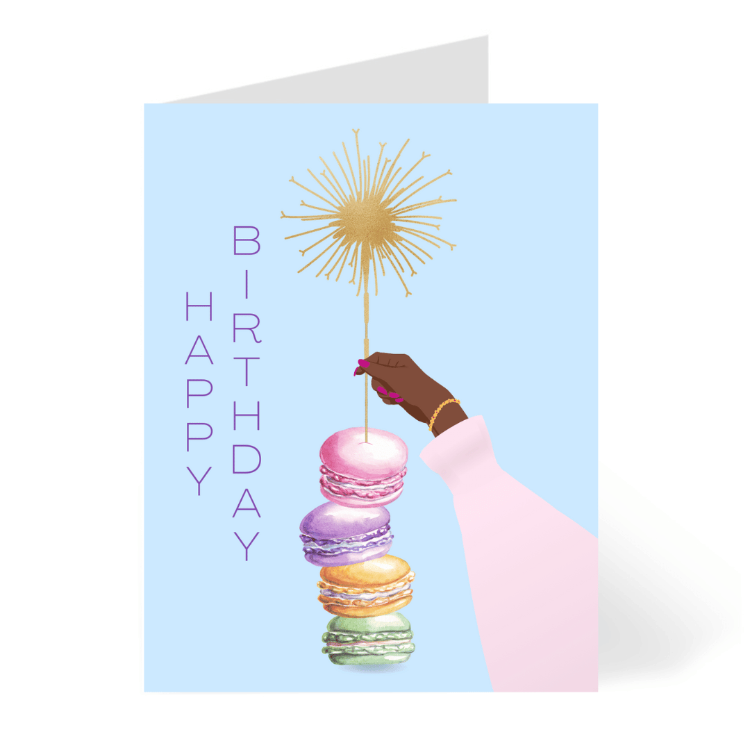 Macaroon Birthday Black Woman Birthday Card