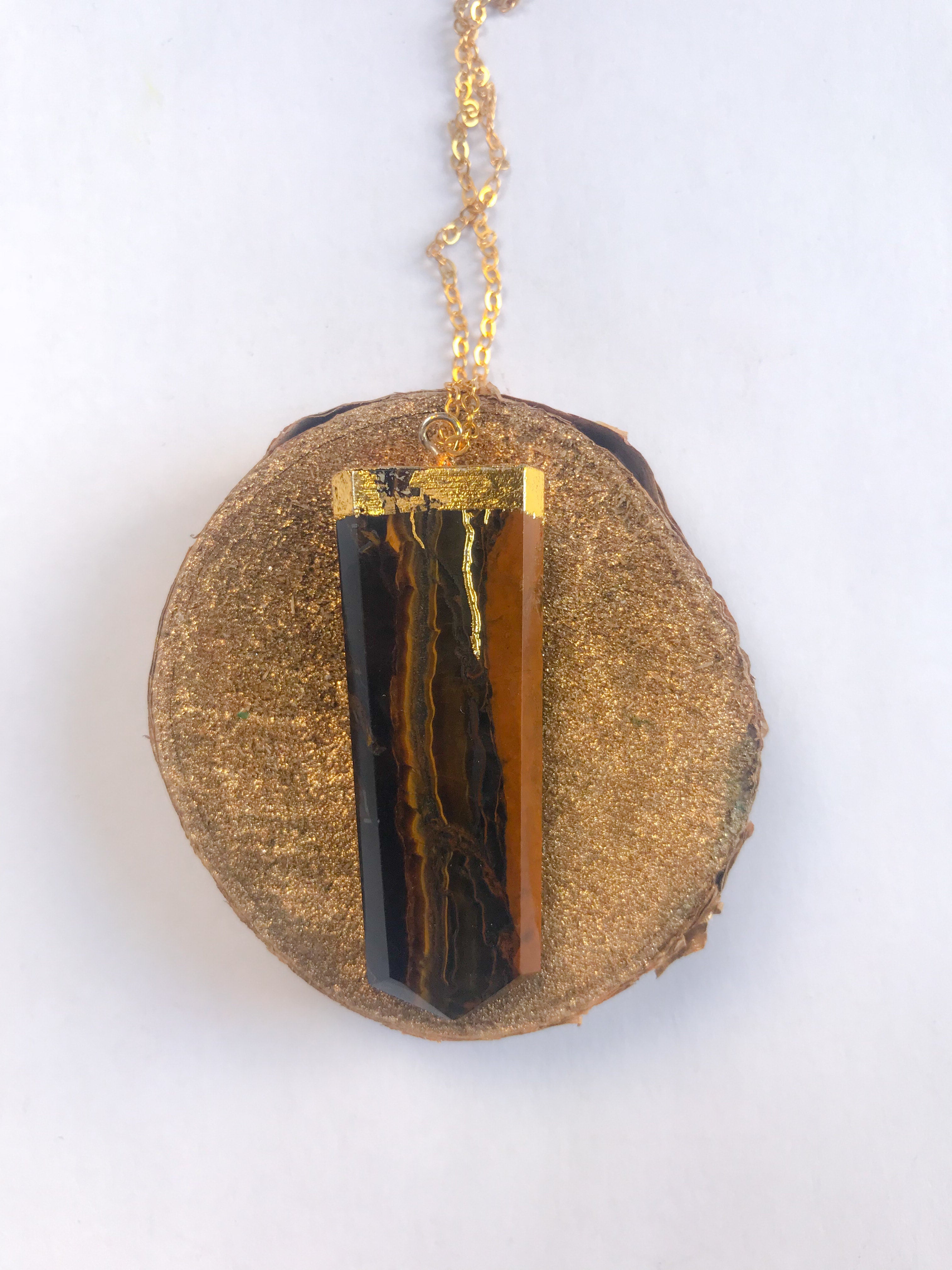 Men's Tiger's Eye Pendant Necklace