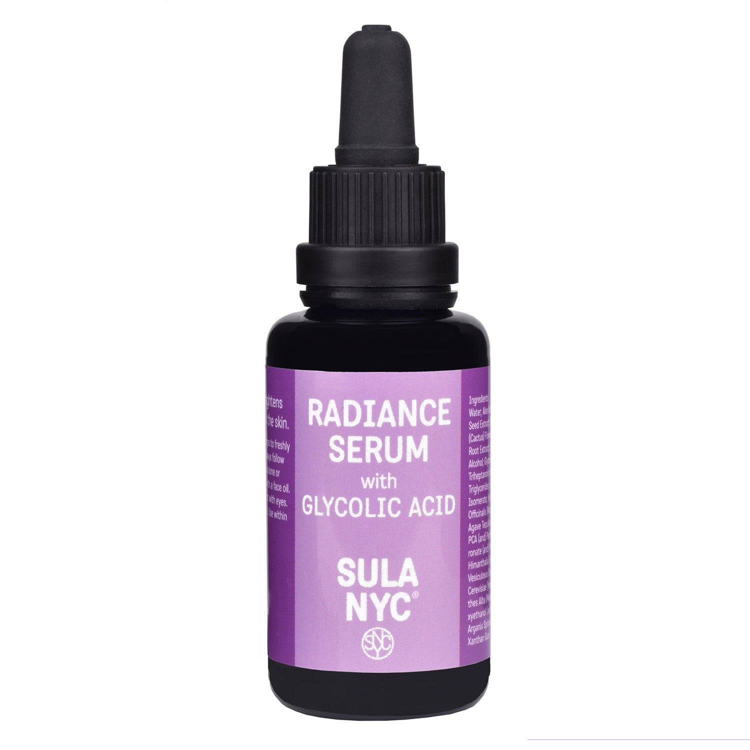 Black glass dropper bottle Radiance Serum with Glycolic Acid